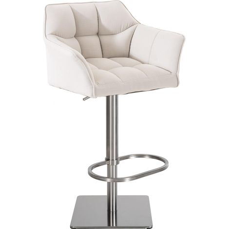 Sgabello da bar regolabile x1 in tessuto bianco con seduta avvolgente imbottita e base quadrata in acciaio inox 100006606
