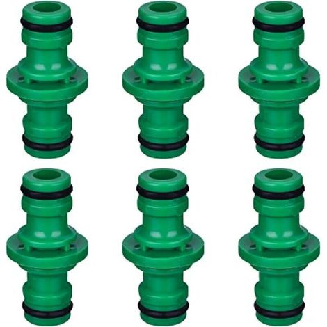 6 Connecteurs Mâles Doubles pour Tuyau d’Arrosage – Raccords Universels en Plastique Vert – Compatible avec Tous Systèmes d’Irrigation (1/5)