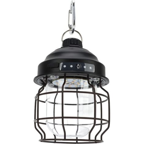 Lampes de camping rechargeables extérieures portatives de style rétro de lanterne de camping de LED pour le cuivre extérieur de secours de camping à la maison Le noir (1/5)