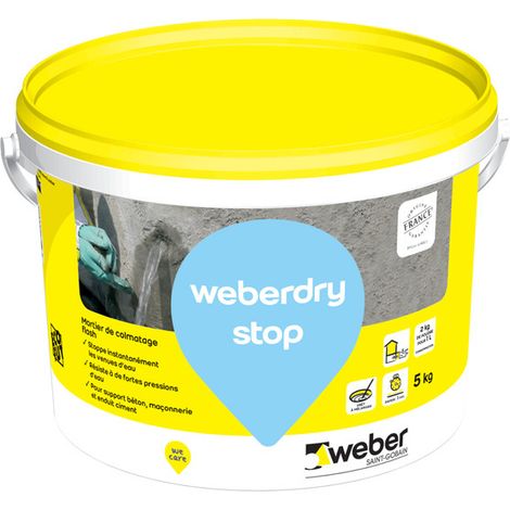 Weber Saint-Gobain Mortier de colmatage ultra-rapide, 5kg, Weberdry stop