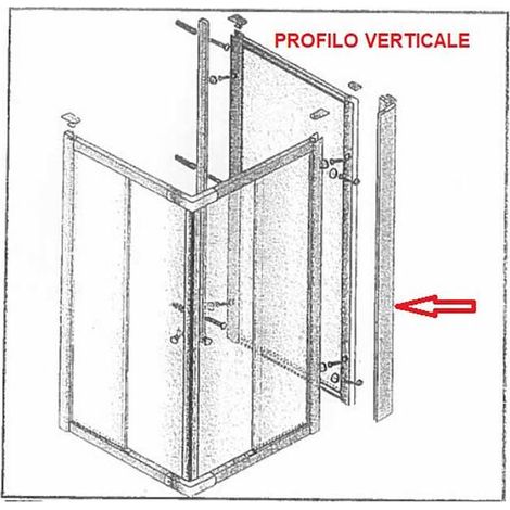R PROFILO VERTICALE X PARETE FISSA CRIST.TRAS/SER.MM.6CM.74/80LUSSO