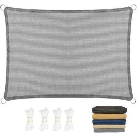 Voile d'ombrage Rectangulaire 300 x 300 cm, 98% UV Résistant et Respirant Le Vent, Toile Ombrage Exterieur Voile de Parasol, pour Plein Air, Jardin, Terrasse, Gris Clair