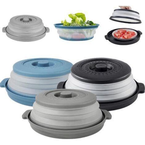 3 Pièces Couvercle Micro Ondes Pliable avec Plateau, Cloche Micro Ondes Rétractable, Cloche Micro Onde Couvercle, pour Micro Onde Fruits Légumes, sans Bpa (1/5)