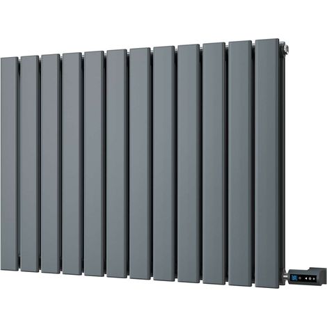 Typhoon - Anthracite Horizontal Electric Radiator H600 x W816mm Double Panel 800w Thermostatic WIFI - Feet Included (1/2)