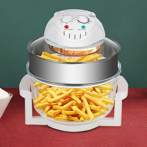 Freidora multifuncional de 17 litros con frontal de cristal, temporizador y función de grill – para pollo, patatas fritas y alimentos a la parrilla – Enchufe estadounidense de 110 V (1/5)