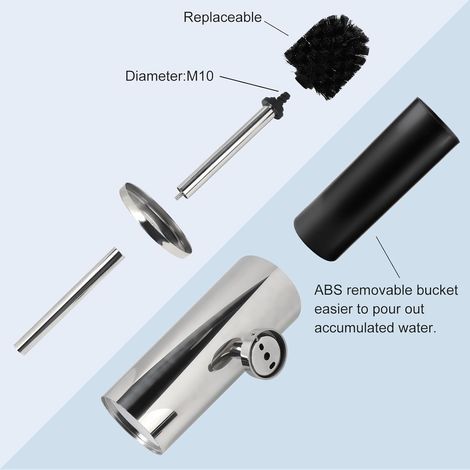 INOX Brosse Toilettes WC Suspendu Balai Toilette WC avec 2 Têtes de Brosses, Balayette WC Kit Brosses WC et Supports Toilet Brush Brosse Nettoyage Support pour Salle de Bain Accessoire Chrome
