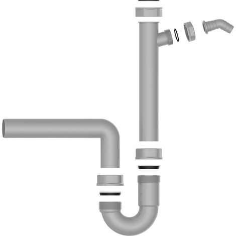 ECO-SAVE KS Spültisch-Röhrensiphon, Grau, 1 1/2"IG x 50 mm, mit 3/4" Geräteanschluss (1/5)