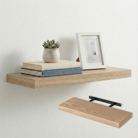 Mensole da Parete in Legno con Staffe a Scomparsa ROVERE 60CM