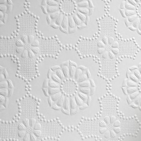 Anaglypta Supaglypta Alexander White Paintable Floral Wallpaper Vinyl Textured