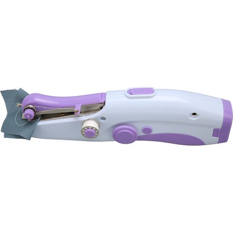 Machine à coudre portative avec poignée ergonomique violette, silencieuse, machine à coudre électrique portable en plastique et acier inoxydable (1/5)