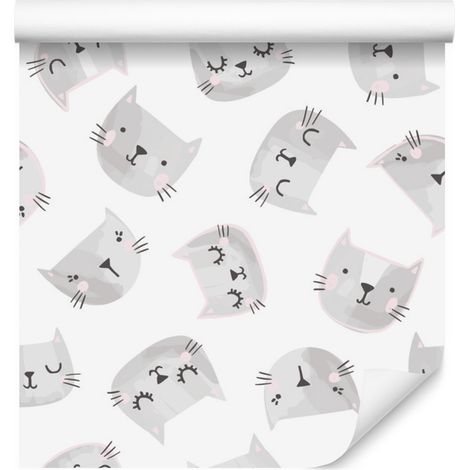 Papier peint à motifs de chats pour salon et chambre 50x1000 cm (1/5)