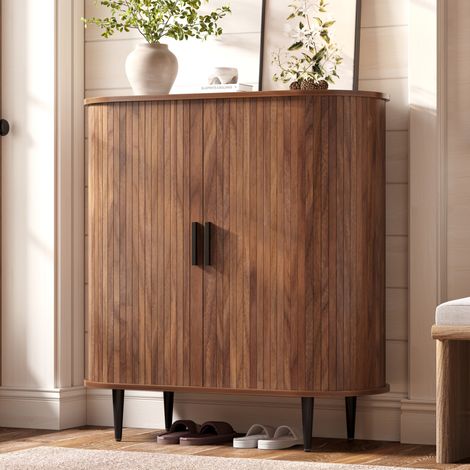 Credenza 85x40x93 cm in MDF e pannelli di particelle naturale con 4 ganci – MEUBLIV (1/5)