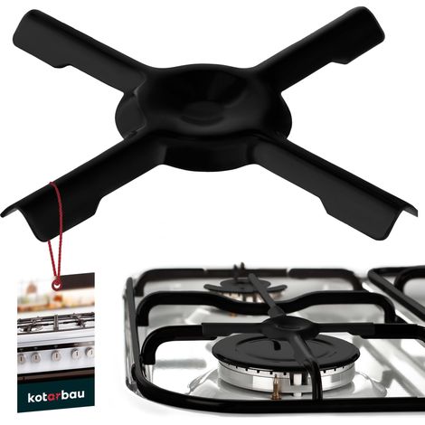 KOTARBAU® Réducteur Feu Gaz - Croix de Cuisinière à Gaz - Blech - 130 x 130 mm - Noir - Support pour Cuisinière - Croix Universelle Pour Petites Casseroles - Emaillé - Accessoire Camping Réchaud (1/5)
