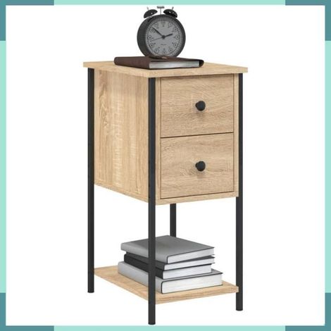 Table de chevet - 826095 - Chêne Sonoma - 32 x 42 x 70 cm - Bois d'ingénierie & fer (1/5)