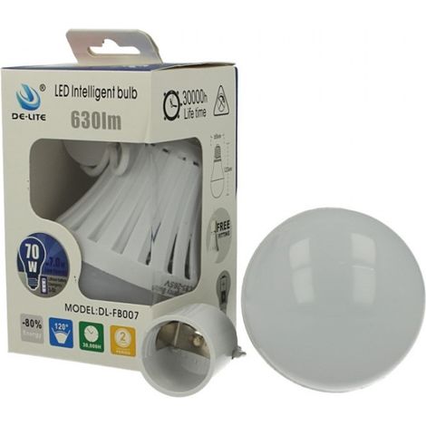 2 lampade LED E27 A60 emergenza 7W ricaricabili intelligenti anti blackout con gancio (1/3)