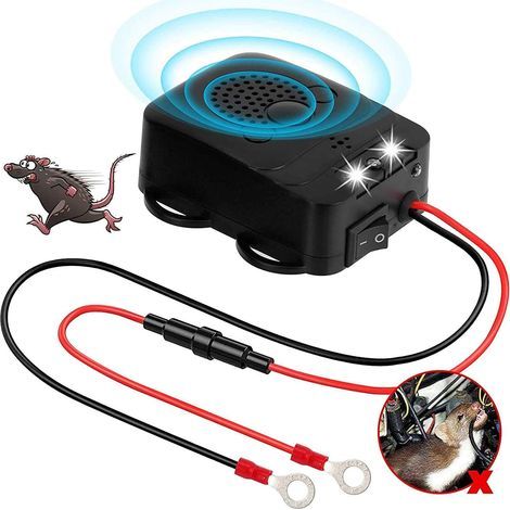 Répulsif ultrason pour voiture – Protection contre martres et souris – Fréquence 12 kHz à 25 kHz – Alarme batterie basse – LED clignotantes (1/4)