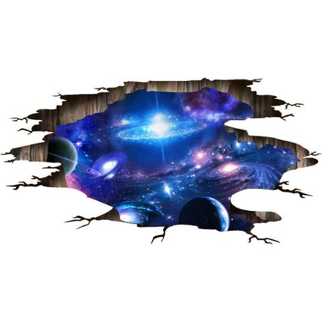 Décalcomanies murales Galaxy Quanhaigou, stickers PVC amovibles 3D magiques planètes espace ciel étoilé, décor plafond sol, fresque murale rêverie maison, papier peint artistique (1/5)