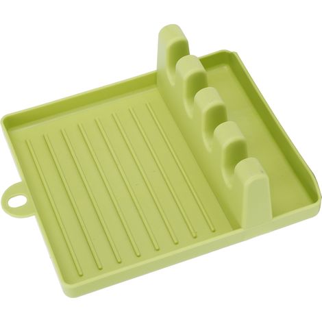 Support multifonctionnel pour couvercles de casseroles, spatules et ustensiles de cuisine en plastique vert (1/5)