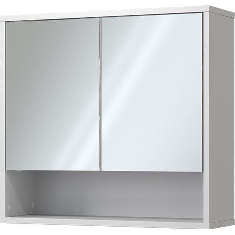 Badspiegelschrank Eliza, Weiß, 70 x 65 cm mit 2 Türen, Vicco