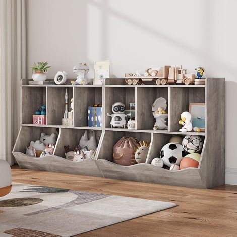 Bibliothèque rangement livres et jouets à casiers lot de 2 pour chambre salle de jeu couloir (1/5)