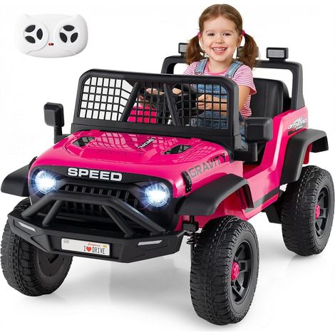 COSTWAY 24V Macchina Eletrrica per Bambini,Telecomando Genitori, Musica, Clacson,3 Anni+，Rosa (1/5)