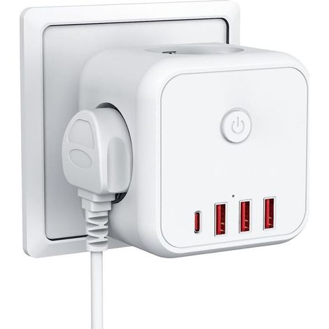 Prise murale Cube : prises extensibles, ports USB et recharge filaire pour la maison et le bureau (1/4)