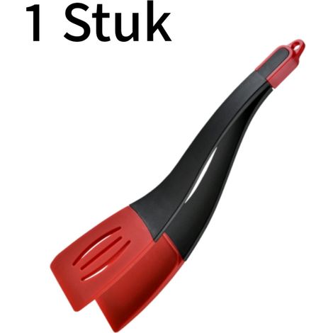 Spatule pince 2 en 1 en silicone pour poisson et viande résistante à la chaleur et antidérapante rouge (1/5)