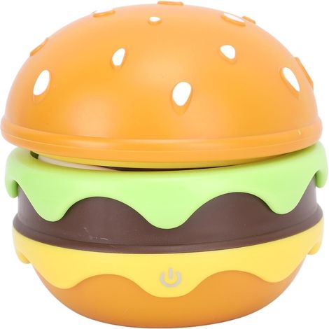 Lampe de bureau LED en forme de hamburger, tactile, à intensité variable et rechargeable par USB, idéale pour la chambre à coucher. (1/5)