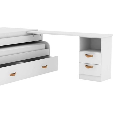 Escritorio soporte cama + cajonera aglomerado blanco cuero 76,5x150x45