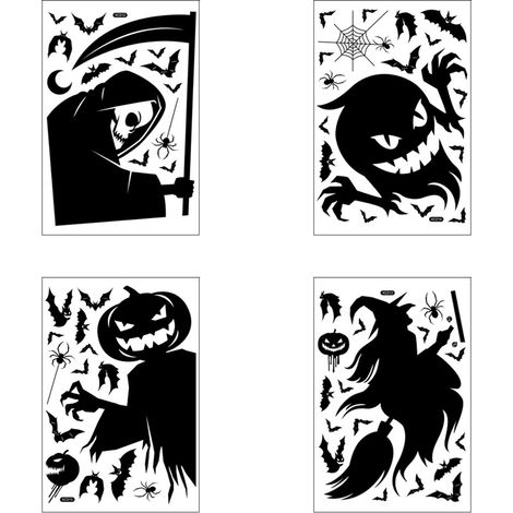 Autocollant Halloween Fenêtre - Décalcomanies Double Face pour Vitre Miroir Réfrigérateur - 8 Motifs Festifs - Lot de 1 (1/5)