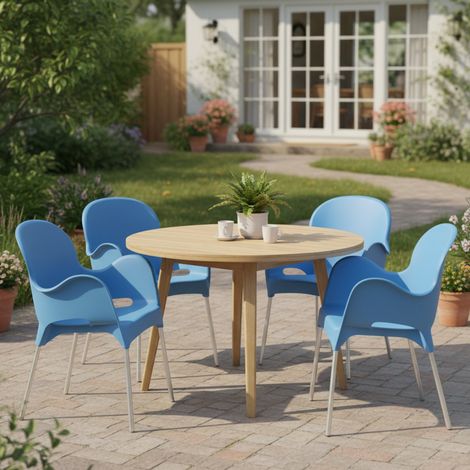 Gartenstuhl Raimund, 4er Set, stapelbar, Made in Italy, mit Armlehnen, Blau (1/4)