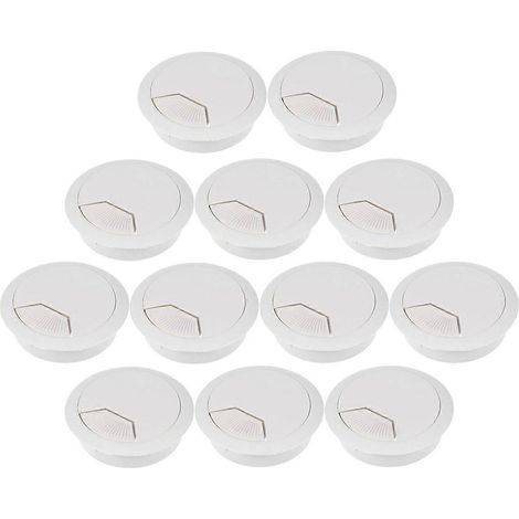 Packung mit 12 Kabeldurchführungen für Desktop-Computer, 50 mm Durchmesser (grau und weiß) – 6,00 x 5,00 x 1,60 cm – Weiß (1/4)