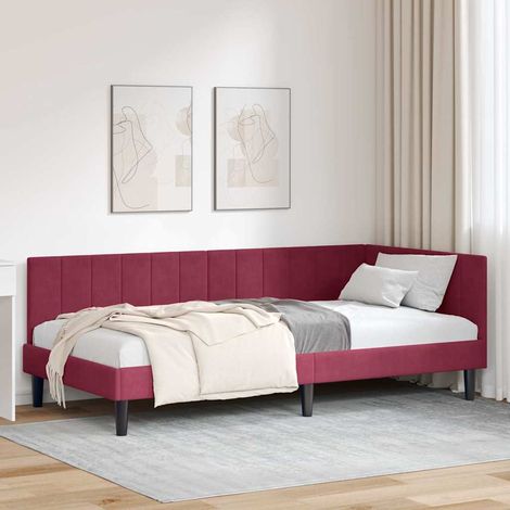 Estructura de cama en esquina Rojo vino tinto 90 x 190 cm