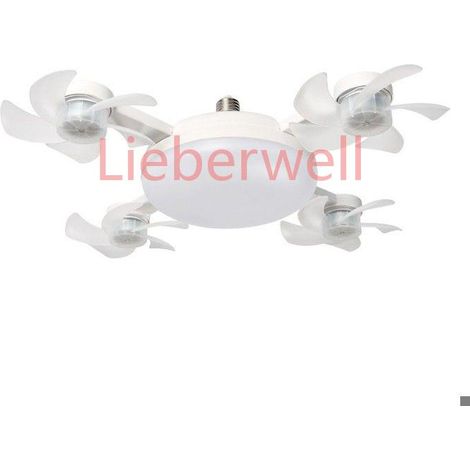 LED Ventilateur Plafond avec Lumiere, 4 Fan têtes Lampe Ventilateur Plafonnier, 2 en 1 Ventilateur avec Telecommande et Lumière (1/5)