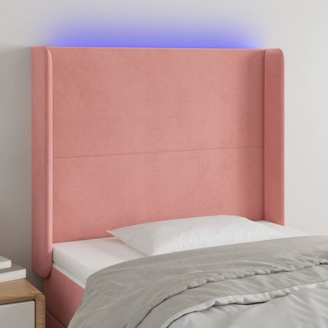 Tête de lit à LED pour lit simple, Cadre de lit, Tableau décoratif de chevet Rose 83x16x118/128 cm Velours SDG29412 (1/5)