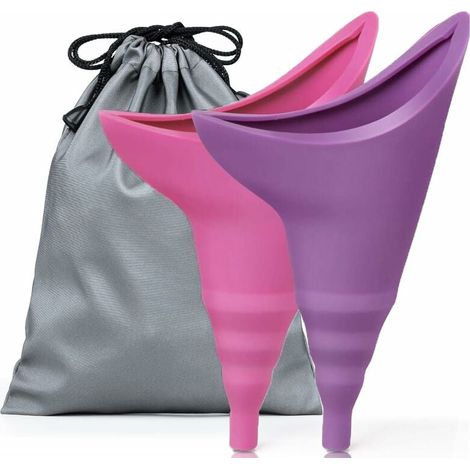 2 Urinoirs Femme Réutilisables, Entonnoir de Pisse Debout pour Camping, Festival, Randonnée, Voyage - Toilettes Portables pour Vacances (1/4)