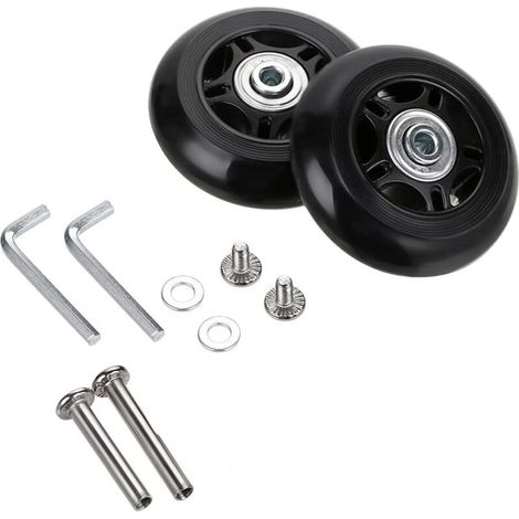 Lot de 2 roulettes de rechange pour valises 70 x 24 mm – Caoutchouc et métal – Installation facile – Compatible meubles et fauteuils roulants (1/4)