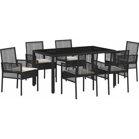 Maison Exclusive - Set da Pranzo per Giardino 7 pcs Nero polyrattan