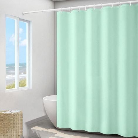 Rideau de douche Uni vert - Imperméable à l'eau, entretien facile, Polyéthylène, 200 x 200 cm, Vert