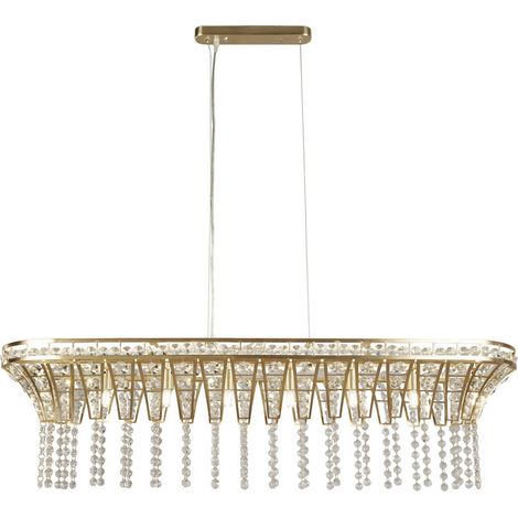 Searchlight Gemma Lampadario a 8 barre luminose in ottone satinato, cristallo trasparente (1/4)