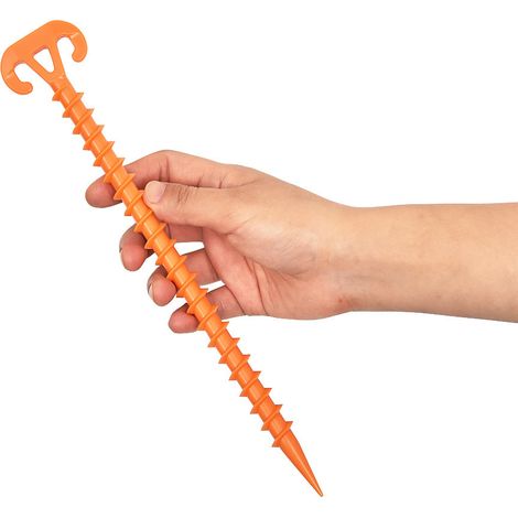 Pieu de sol en plastique en spirale de tente de piquet 28cm pour bâche d'auvent de camping en plein air orange 4 pcs (1/2)