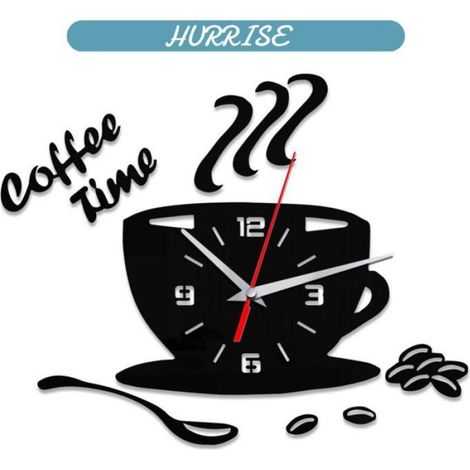 Horloge Murale - Forme De Tasse En Acrylique Miroir - Pour Décoration Intérieure Bureau Chambre Salle De Bain - 35 X 30 Cm - 1 Pièce (1/5)