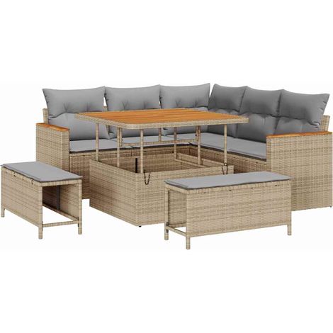 Set Divano da Giardino con cuscino Beige Poly Rattan vidaXL (1/5)