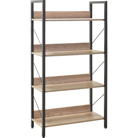 Librería madera KTP740 diseño moderno 4 Estantes para hogar u oficina 139x73x35  Color: Roble