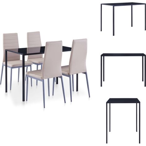 Ensemble de salle à manger 5 pcs Cappuccino - Table À Manger - Ensemble Repas - Mobilier Salle À Manger - Set Table Et Chaises - Chaise Capitonnée (1/5)