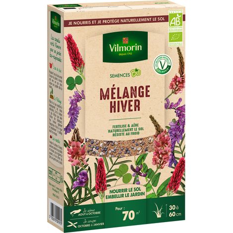 Vilmorin – Engrais vert mélange hiver BIO – Graines de vesce commune, sainfoin et trèfle incarnat – Régénération du sol avant plantations