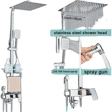 Ensemble de douche, fonction pluie, contrôle thermostatique, chrome 4-12 (1/2)
