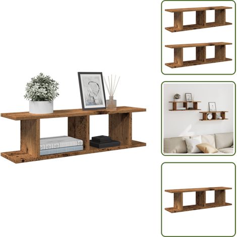 Wandregale 2 Stk. Altholz-Optik 75x18x20 cm Holzwerkstoff - Wandregal - Wandregale - Schweberegal - Wandboard (1/5)