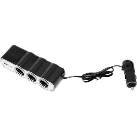 Chargeur voiture Multiprise - AVIZAR - 3x allume-cigare - 1x USB
