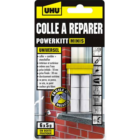 Colle époxy 2 composants pour coller et réparer – Résiste aux produits chimiques – Pour bois, métal, pierre – 6 x 5g – UHU